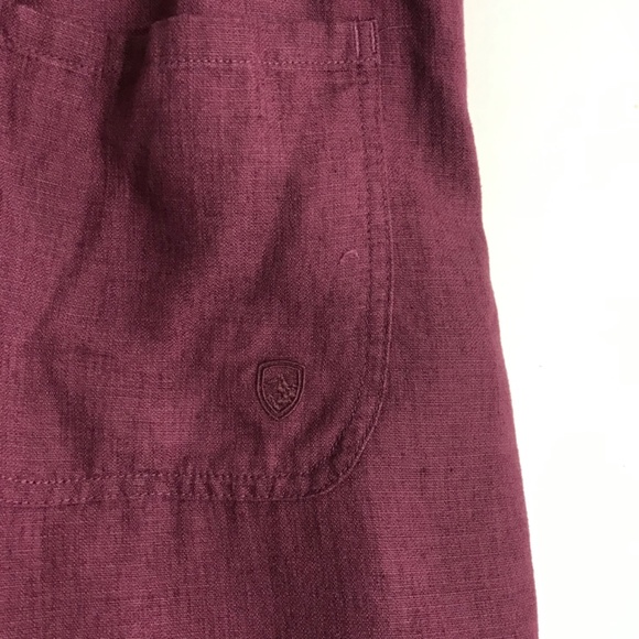 Kuhl Fresco V-Neck Sleeveless Jumpsuit Size XS Cropped Length Tie Waist Burgundy - Picture 8 of 11